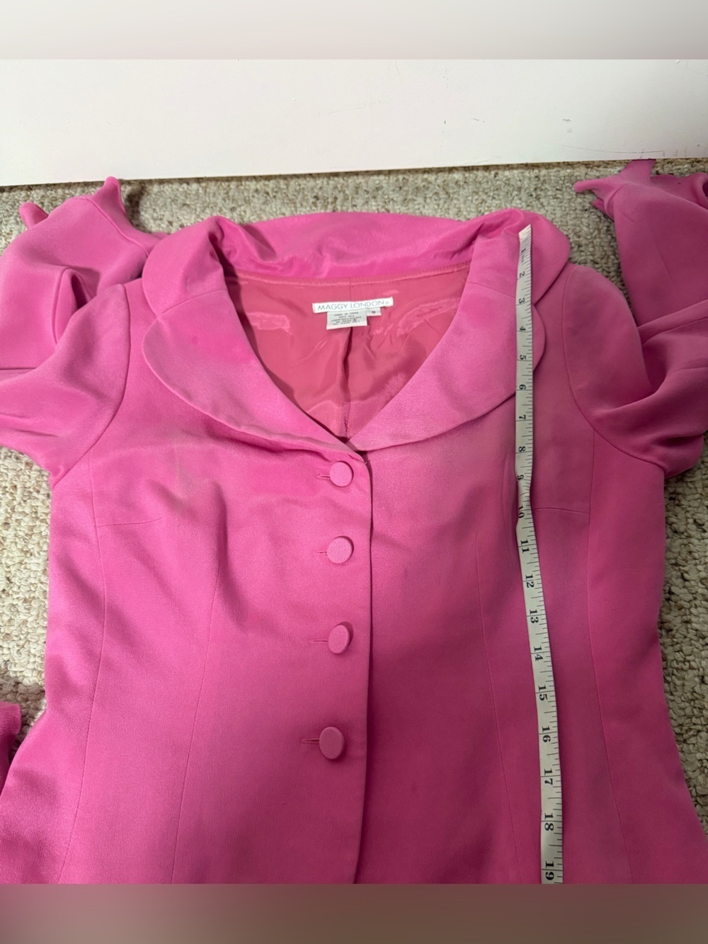 Maggy London silk Fuchsia  Two-Piece Skirt and blazer Set size 8 - Picture 8 of 8